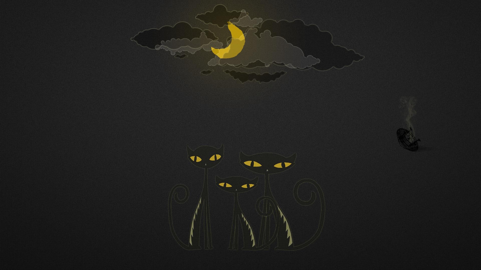 cats moon ufo night cloud