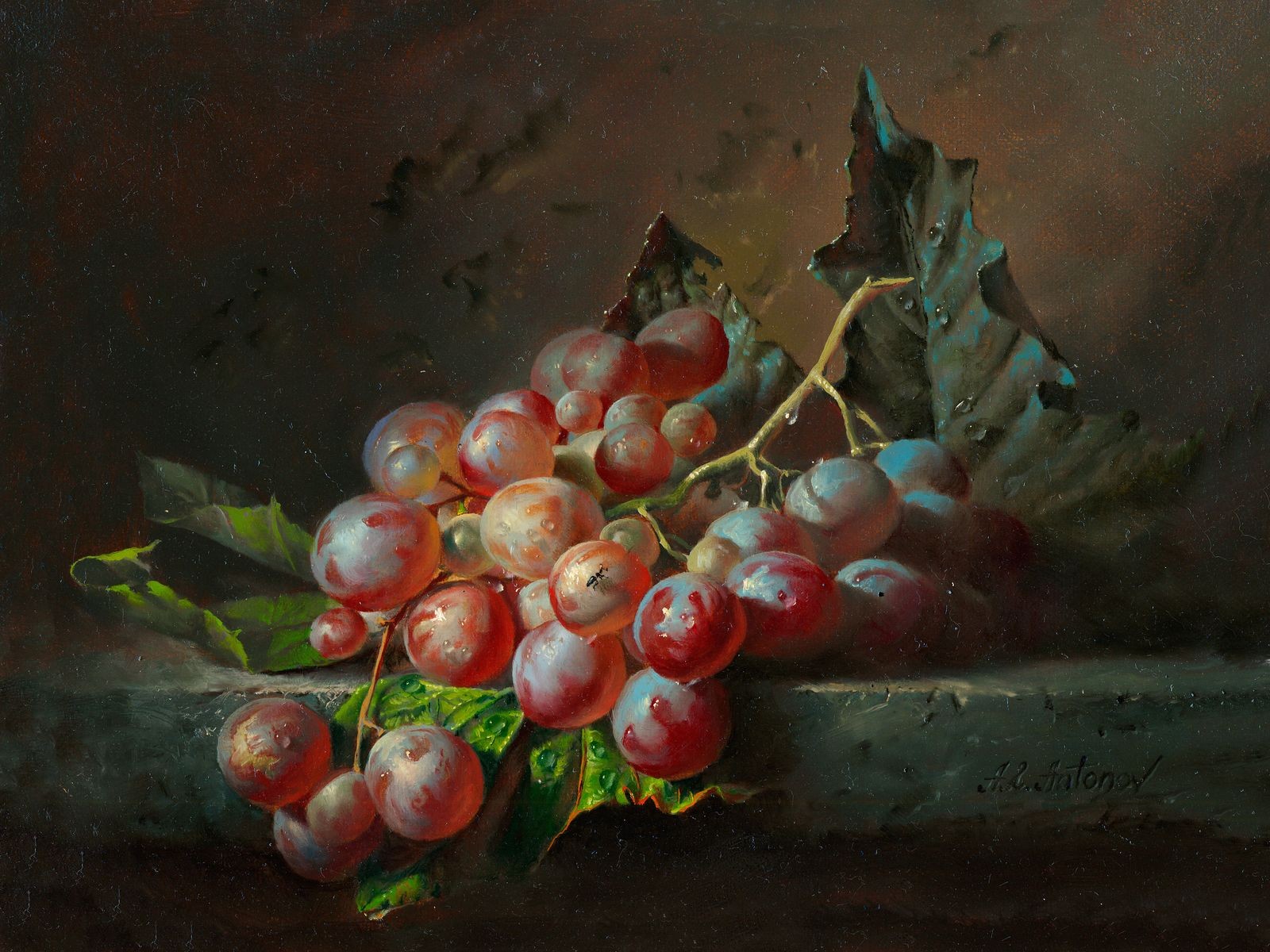 aleksey antonov painting art grapes nature