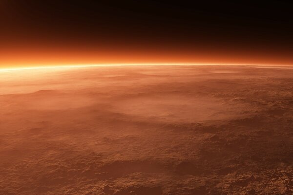El planeta rojo Marte. vista desde el espacio