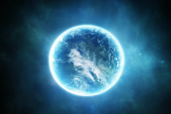 Fantastischer blauer Planet aus dem Weltraum