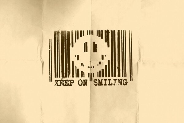 Barcode mit lächelnden Emoticons auf einem Blatt