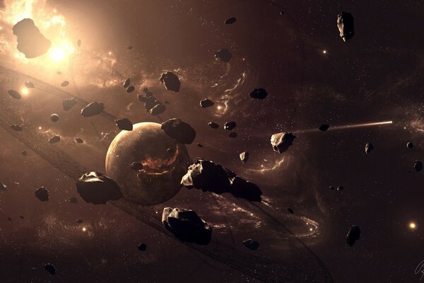 Pieces of asteroids in the galaxy of planets