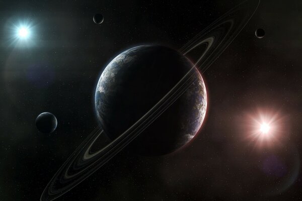 Огромная планета среди планет с кольцами