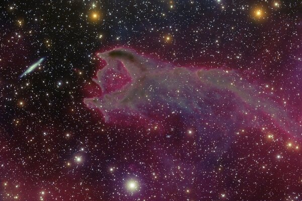 A worm-shaped nebula is moving towards the galaxy
