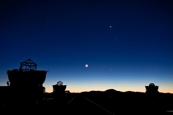 Stunning night sky. mars and the moon