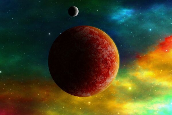 Hermosa imagen en 3D del espacio y los planetas