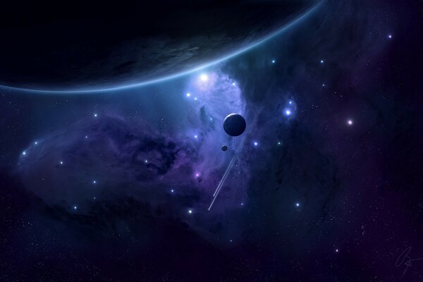 Fantastic art, planets in space