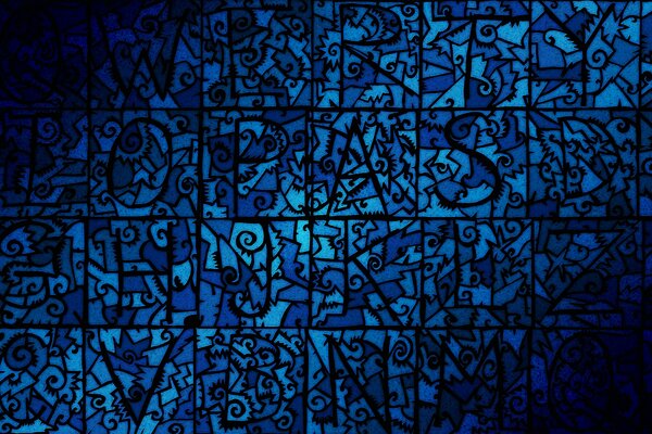 Blue mosaic with different letters