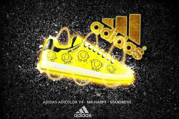 Adidas logo in sfondo dorato