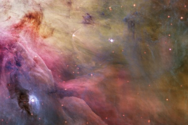 Wielka Mgławica w kosmosie, przez którą widać gwiazdy