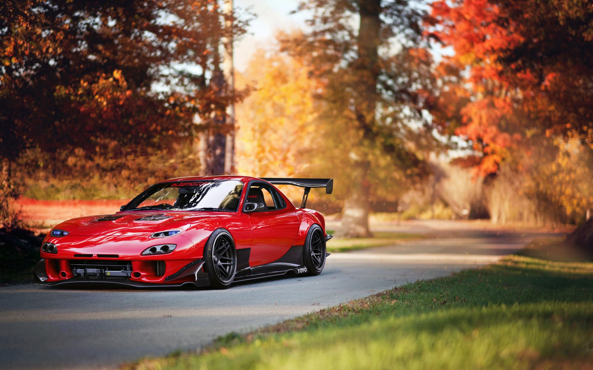 mazda rx-7 mazda tuning car red avtooboi