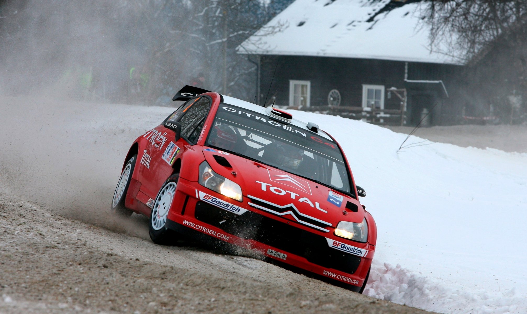 citroen c4 rally faros dani sordo citroen nieve invierno casa