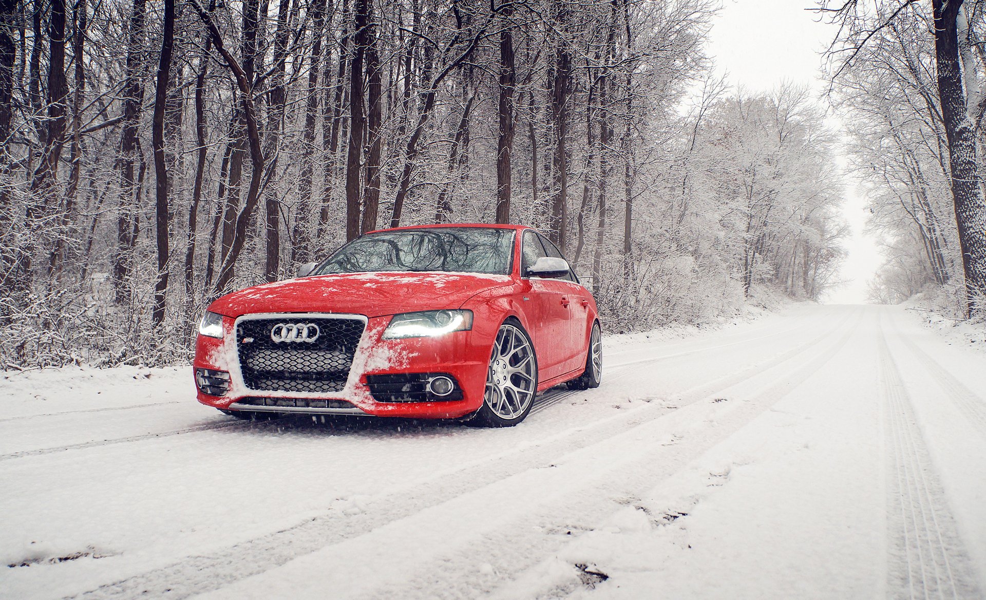 audi s4 rojo invierno audi rojo invierno nieve delante