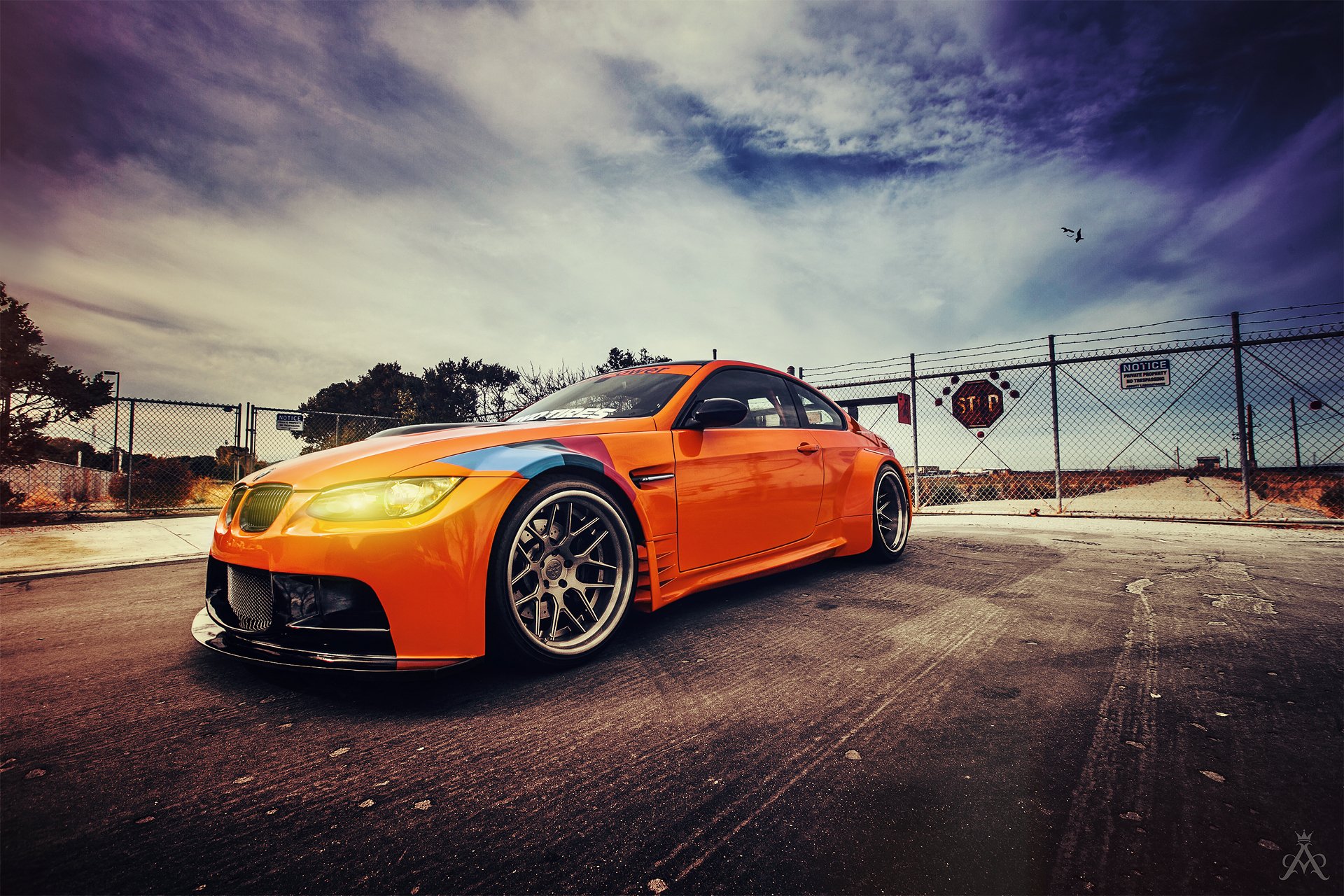 bmw gt2 e92 m3 orange sky