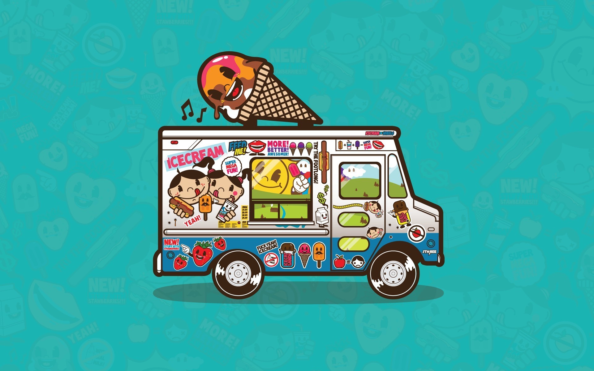 furgoneta helado vector