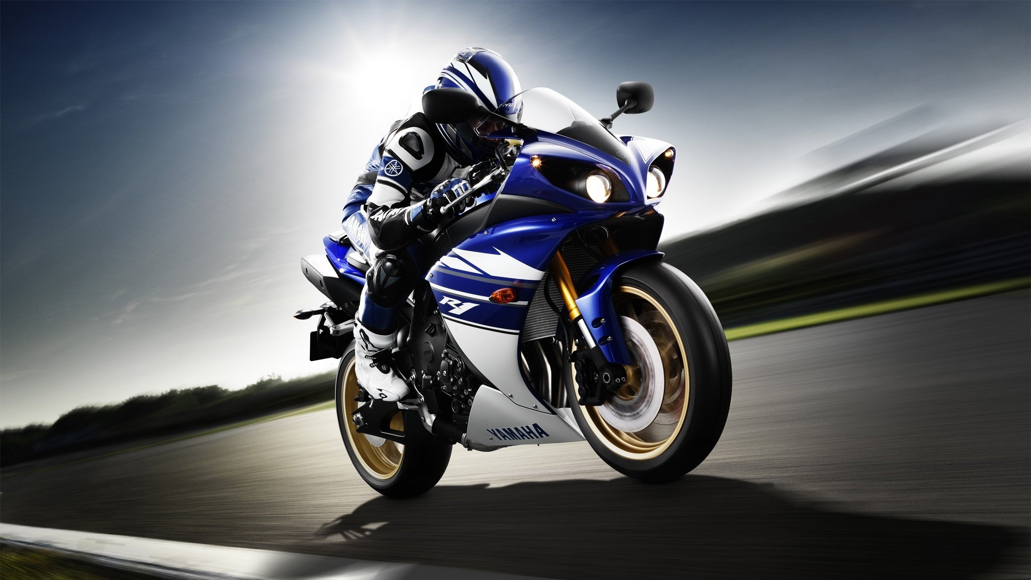 yamaha yzf-r1 anteriore yamaha motociclista moto sportiva velocità