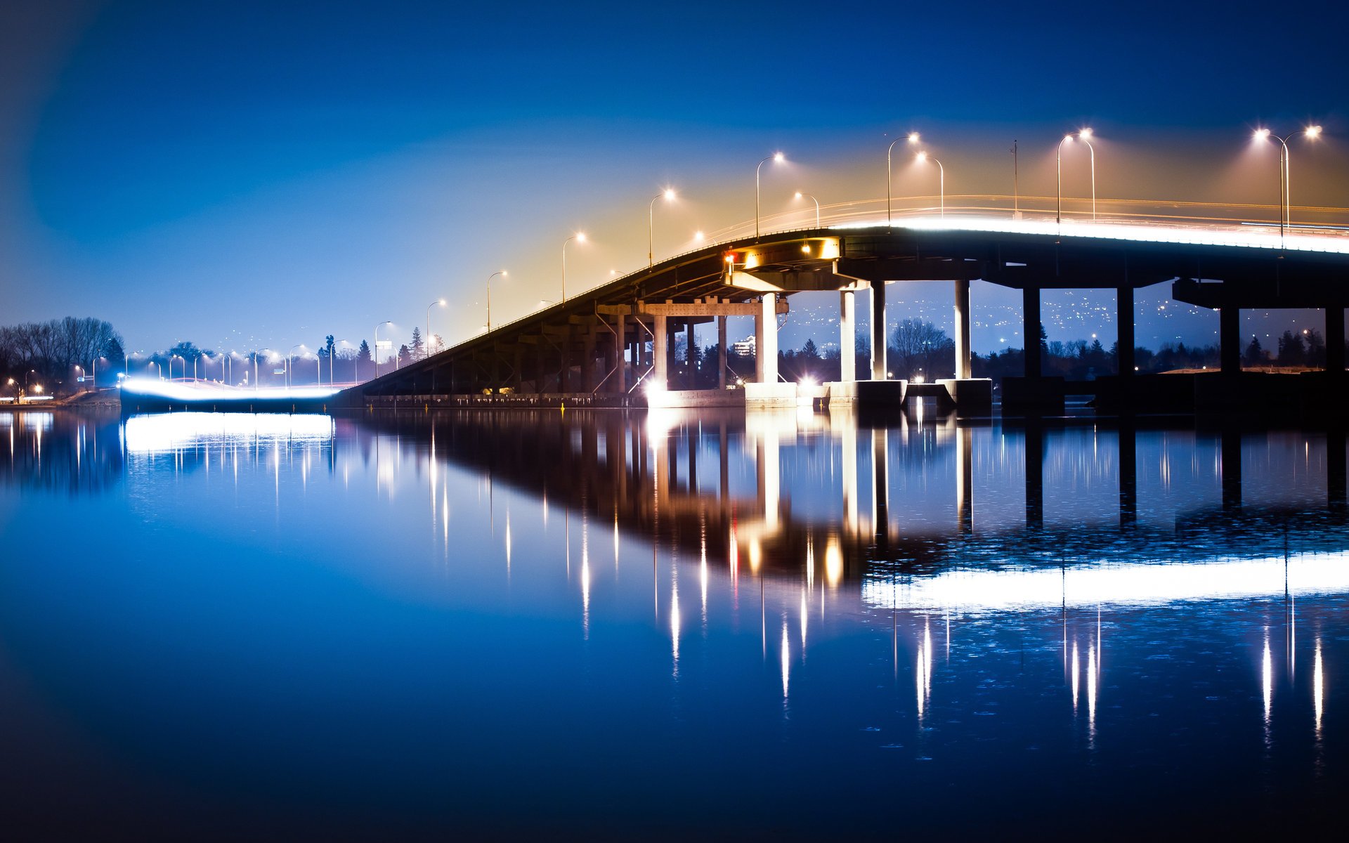 notte ponte acqua luce cielo lanterne