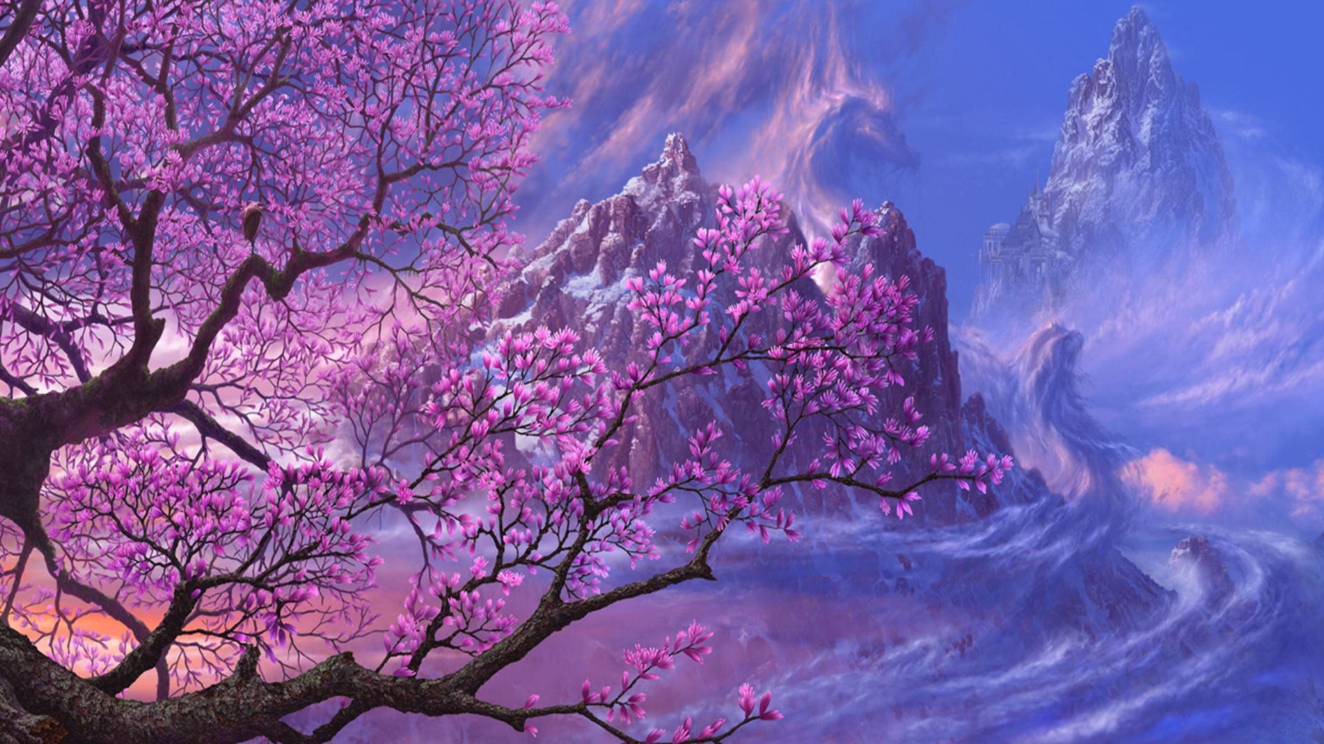 kazamasa uchio kunst ucchiey zeichnung felsen fantasie sakura