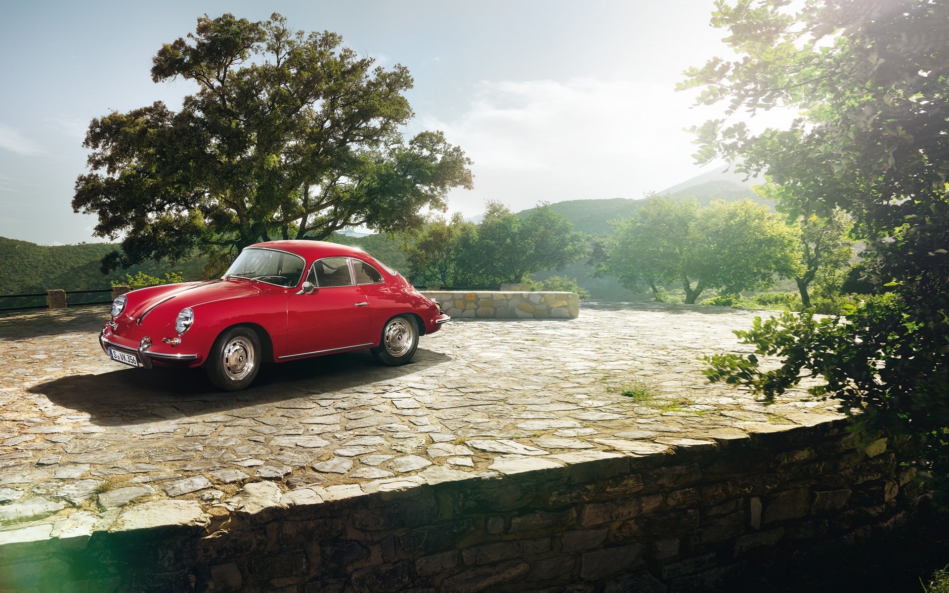 porsche 356c 1600 купе 1963 порше передок классика деревья небо