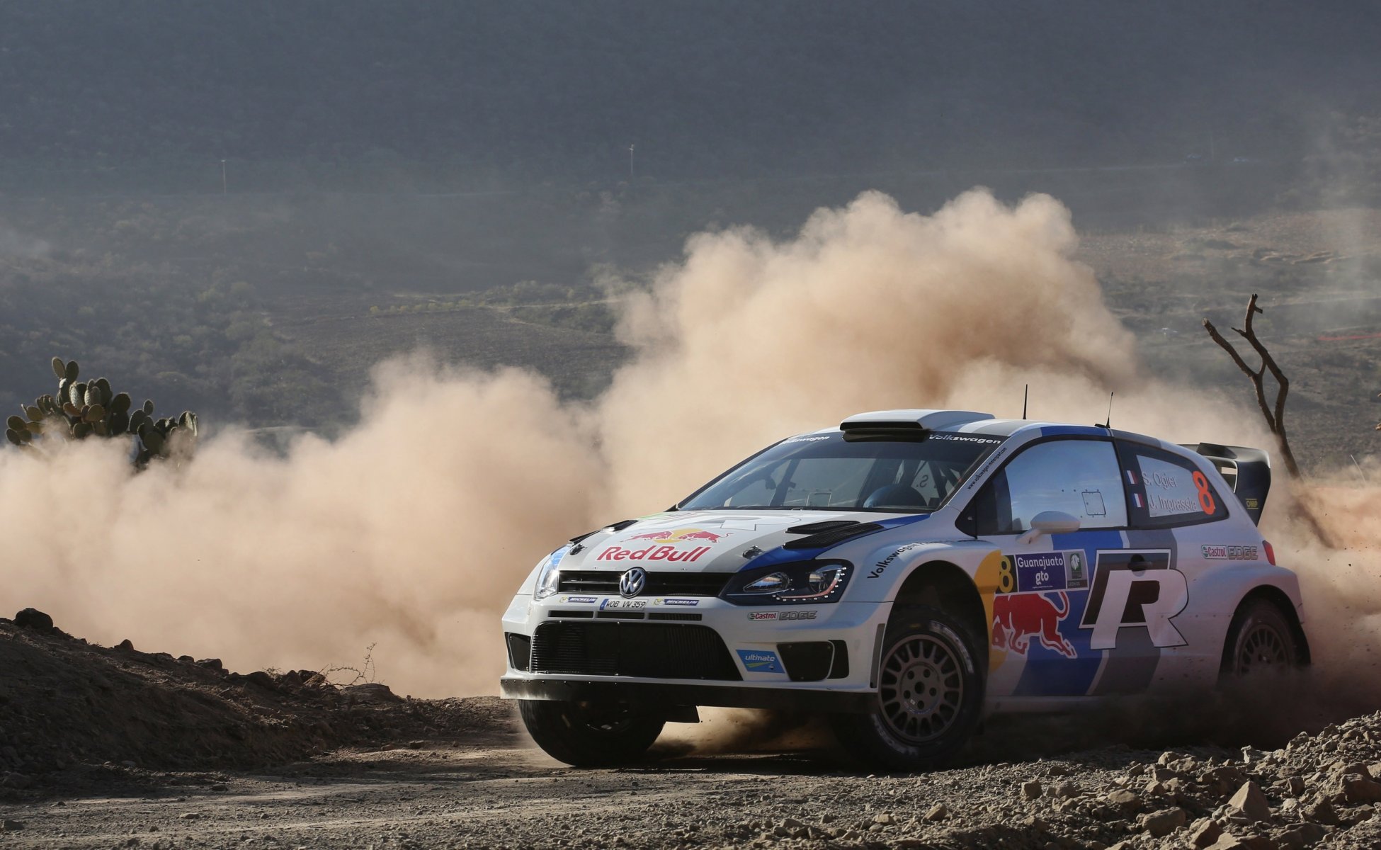 volkswagen polo wrc rally s. ogier dust car mexico sports drift smack