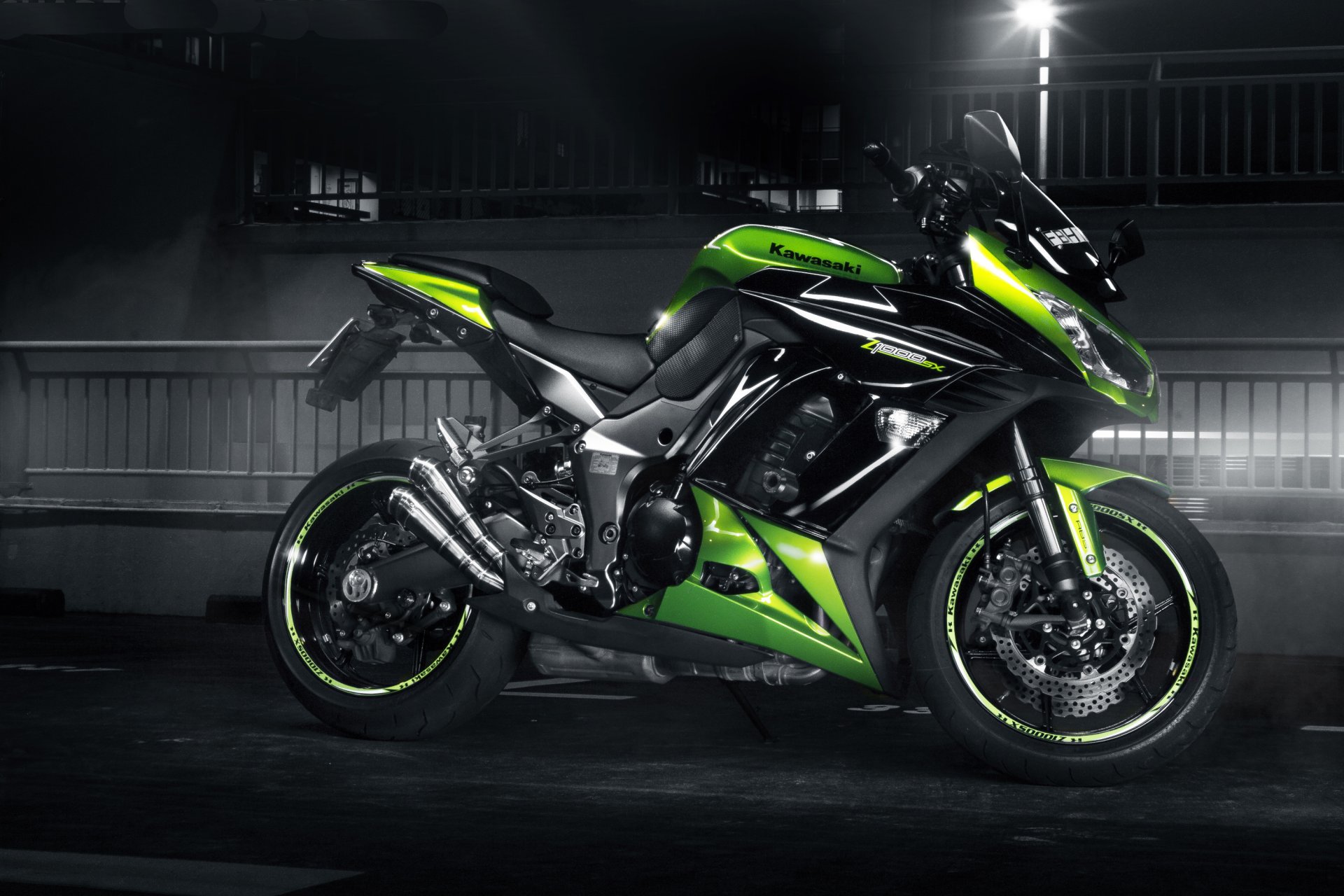 kawasaki z 1000 sx зеленый профиль спортивный мотоцикл