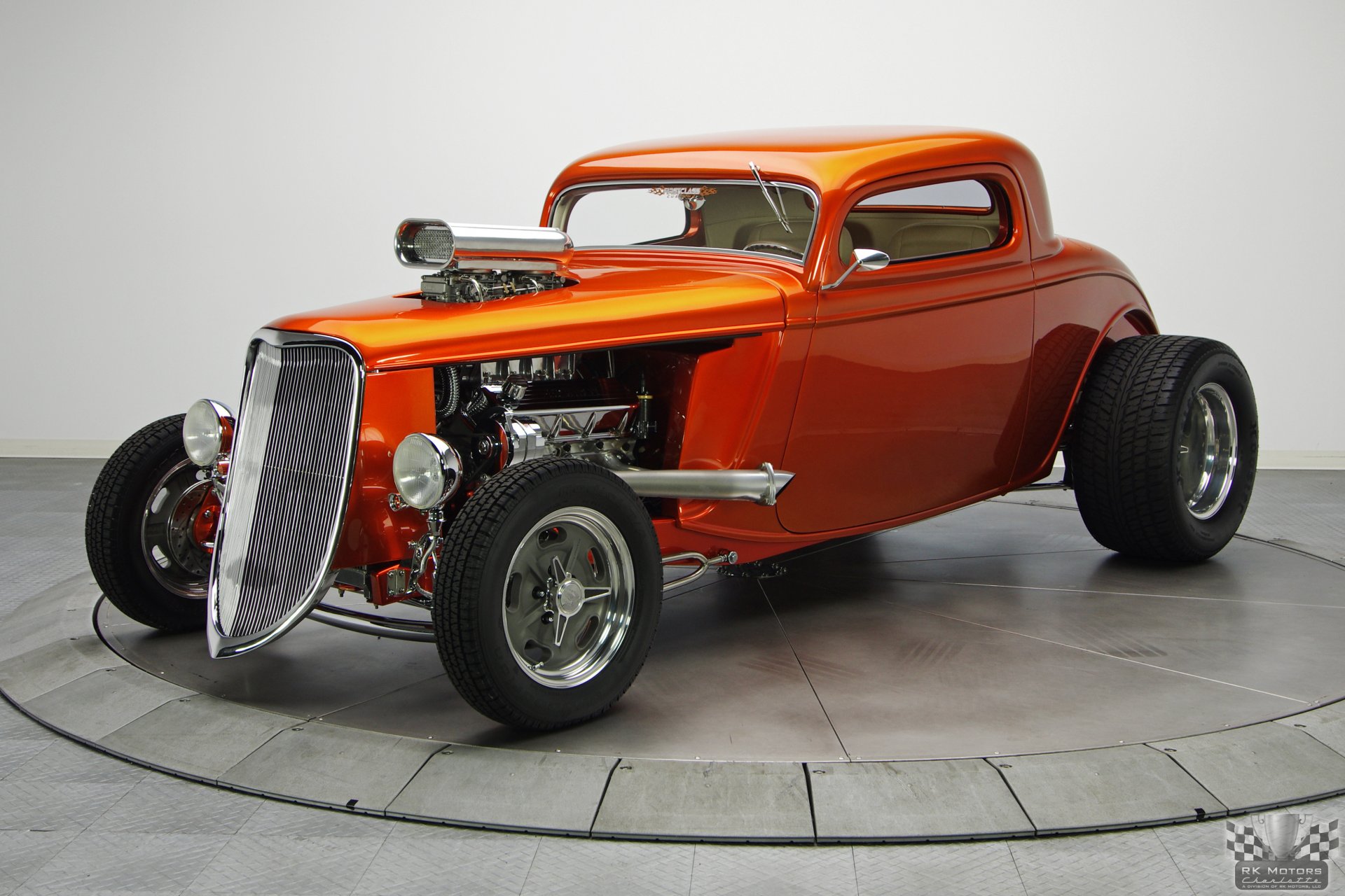 классическое авто форд 3 окно купе 468 v8 th350 тан канди оранжевый свет hot rod 1933