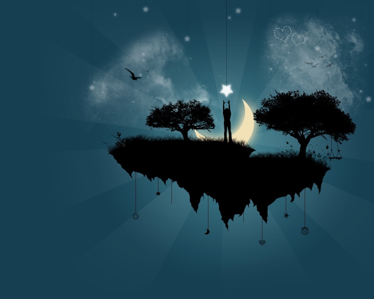 island moon tree vector