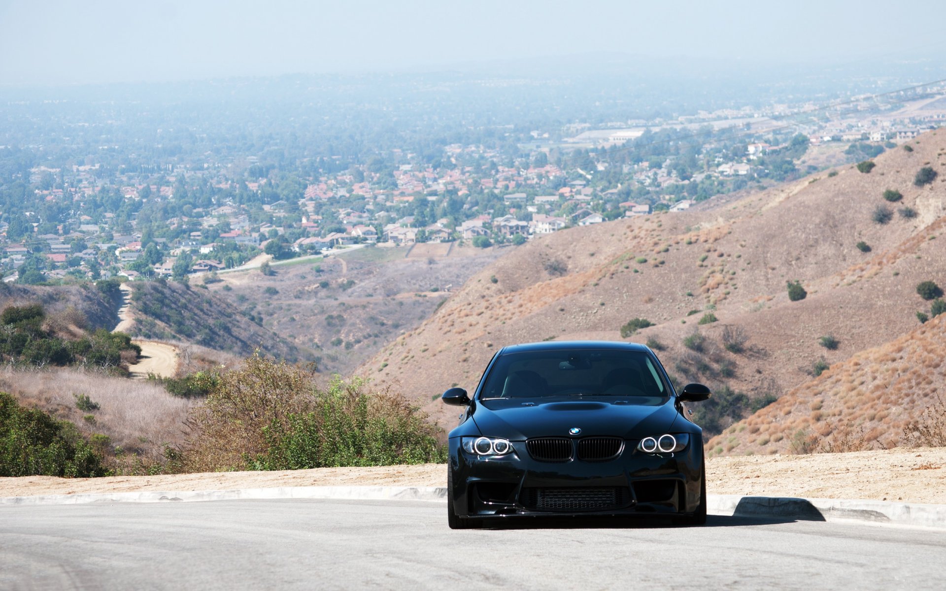 bmw 335i e92 black bmw front daylight shade road