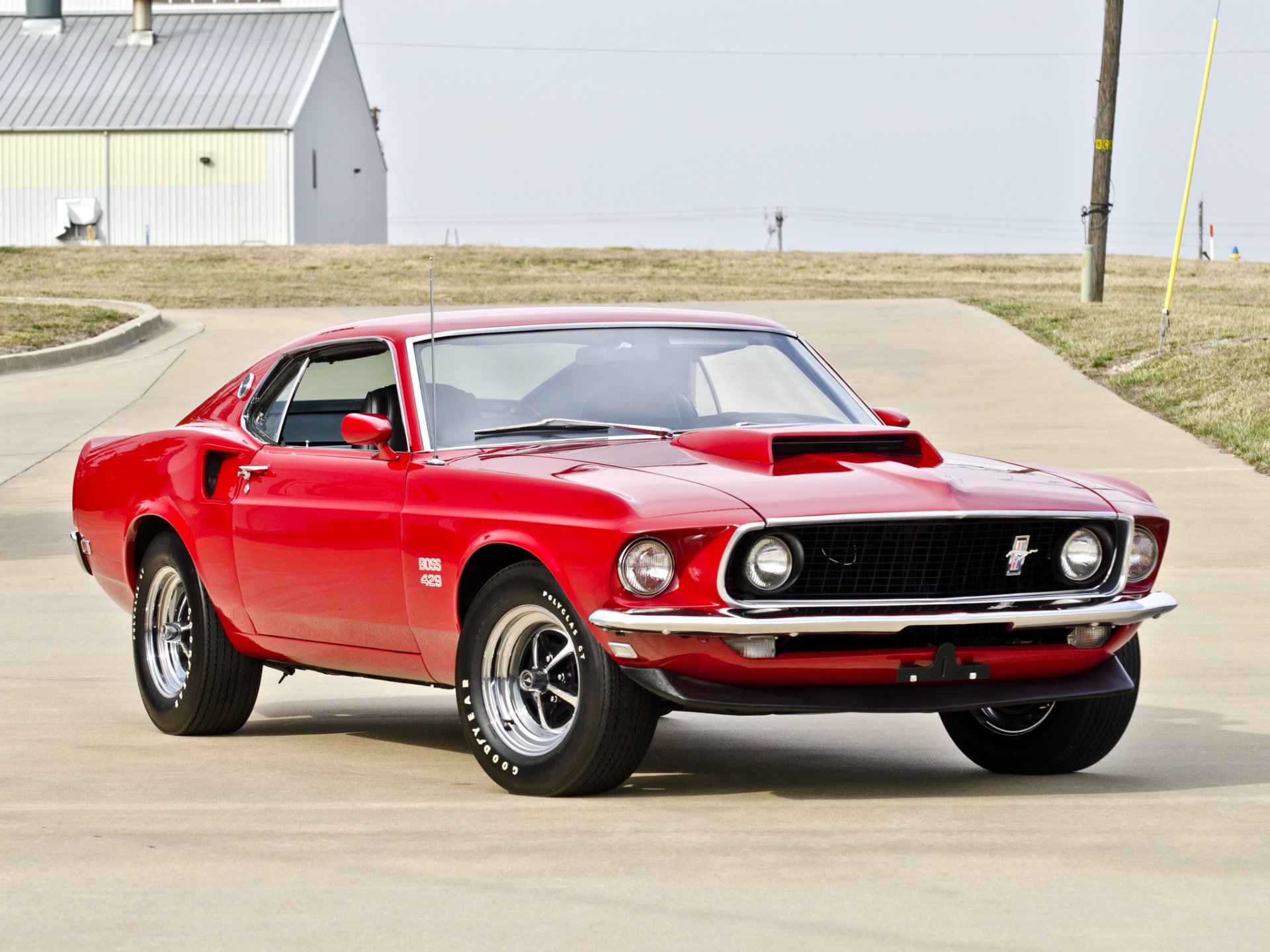 ford mustang jefe 1969 coche del músculo rojo coche del músculo rojo