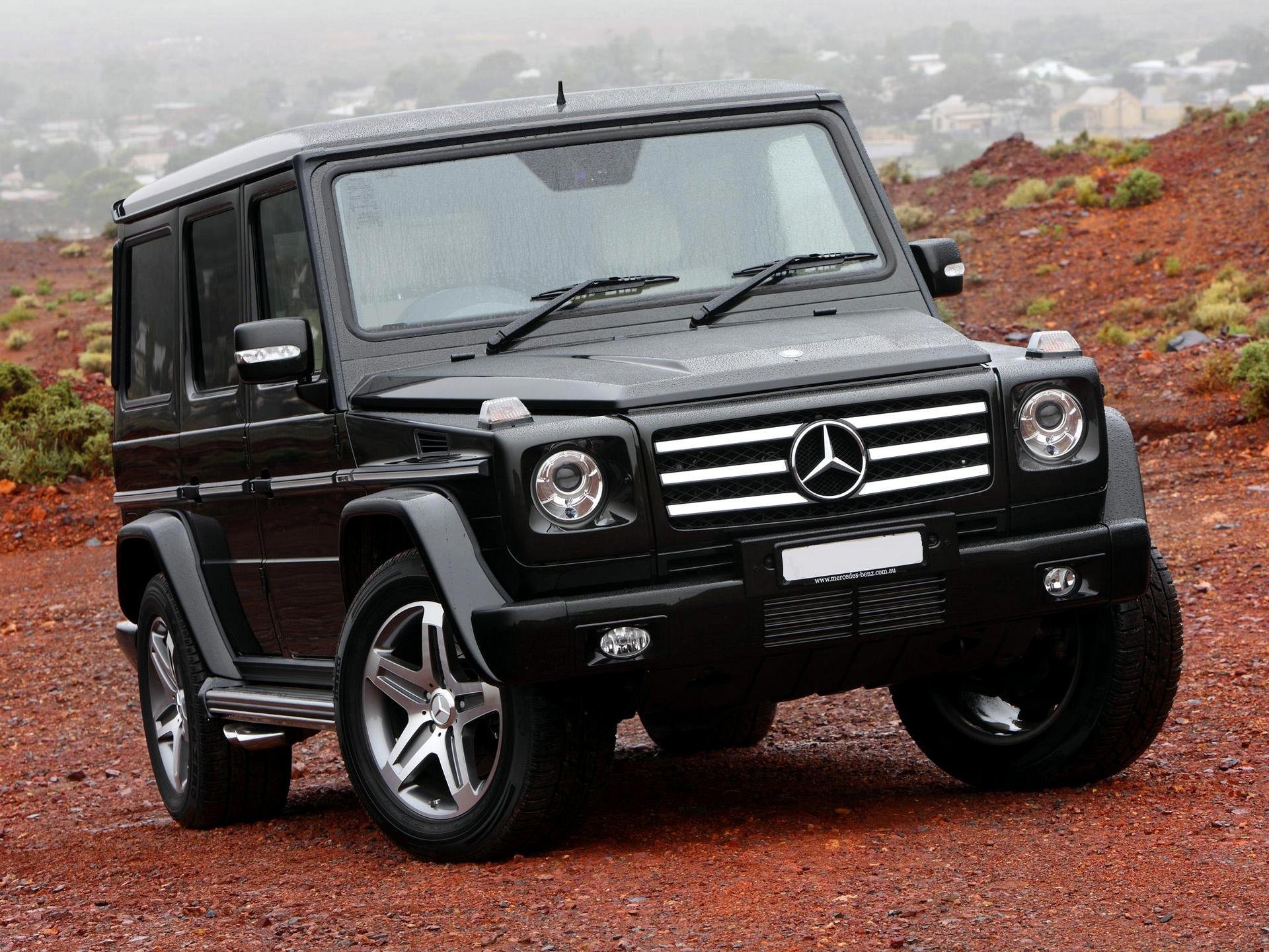 автомобиль обои mercedes benz g55 компрессор amg 2012 черный обоя мерседес бенз г55 амг передок красивая машина дождь