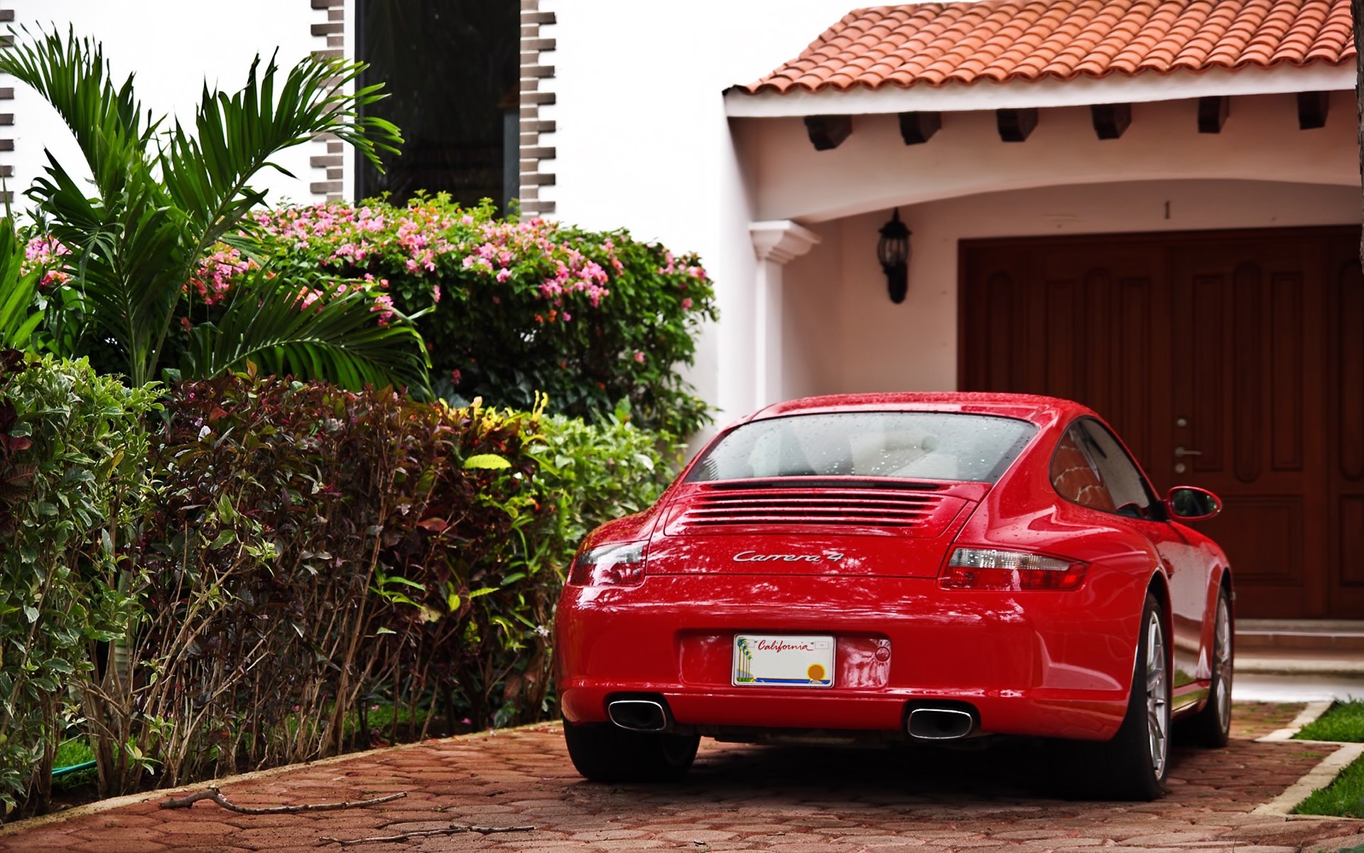 porsche carrera 4 porsche porsche porsche red bushes garage