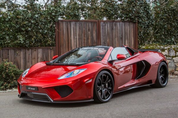 Red surercar mclaren mp4-12c with tuning