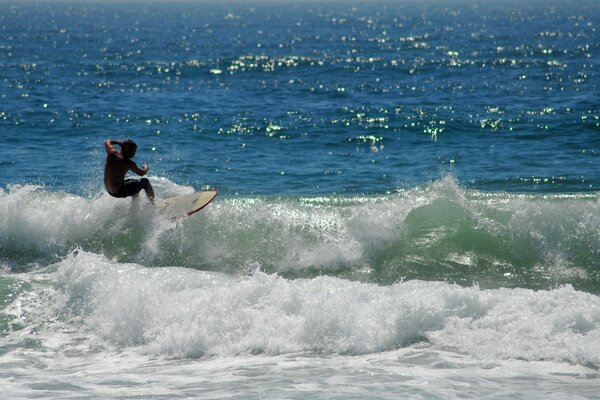 Surfer hat eine gute Welle erwischt