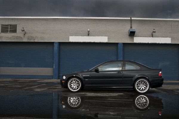 Bmw black on asphalt