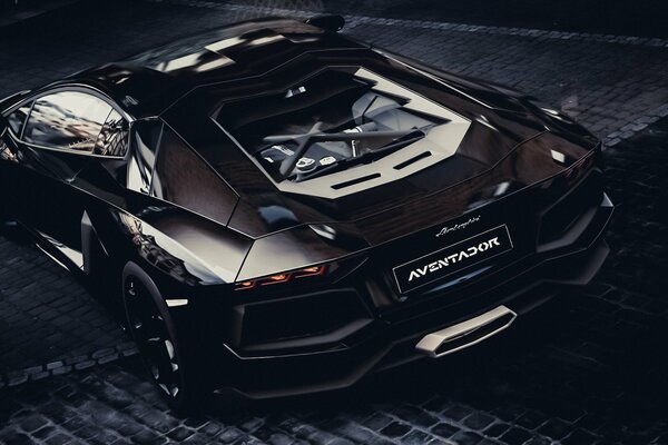 Schwarze Nacht Aventador 3D-Grafik