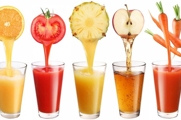 Fresh juices from vegetables and fruits