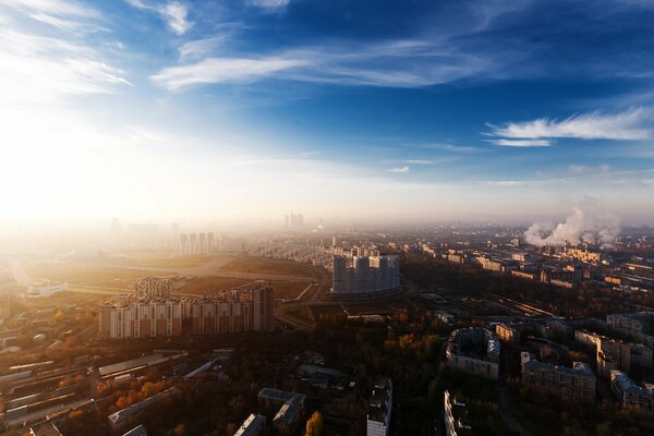 Panorama delle case a Mosca da una vista a Volo d uccello