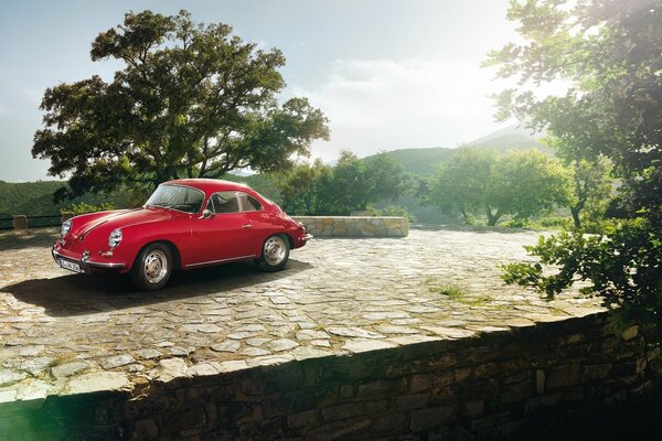 Retro Porsche 356s Classic Kamienna droga