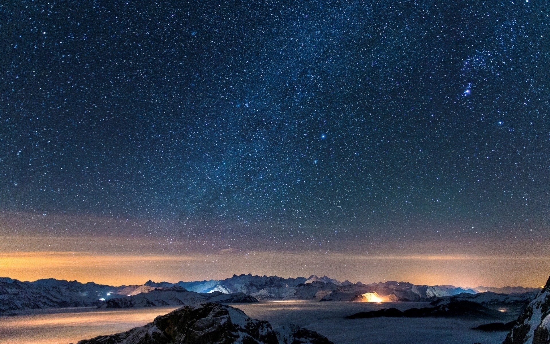 montagne stella notte cielo