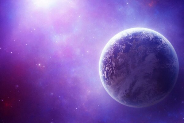 Planet in space purple wallpaper