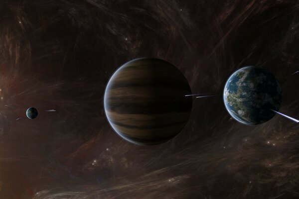 The image of the planets. A gas giant in space