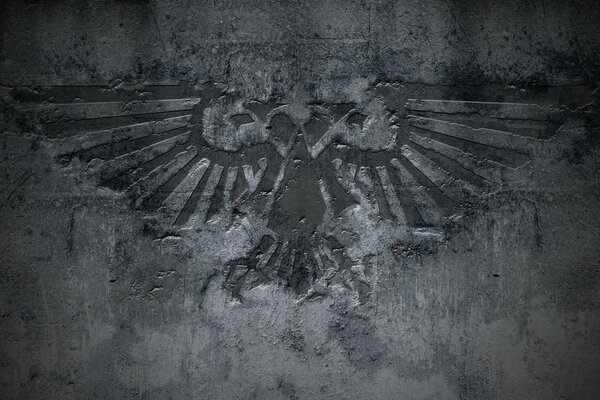 Coat of arms on a cracked concrete wall