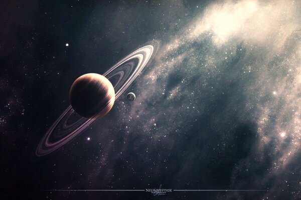 Foggy universe, planets, rings