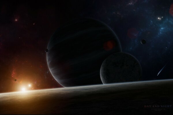 Fantastic view of the planets in space