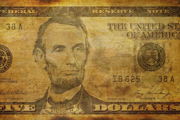 Lincoln auf einem Fünf-Dollar-Schein