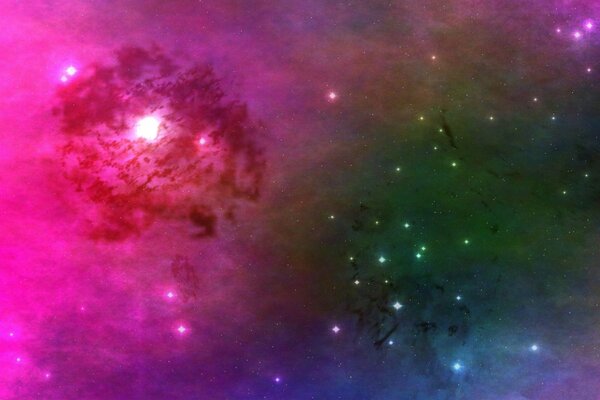 Imagen de fantasía del Cosmos en tonos lila con estrellas