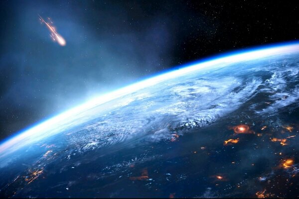 Der Fall eines Meteoriten auf den Planeten Erde