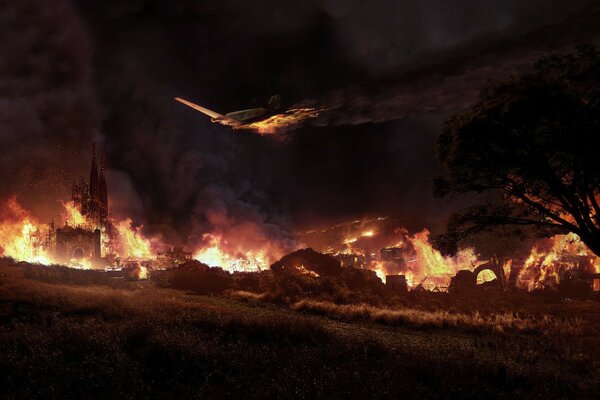 Il fuoco ha spazzato tutto intorno