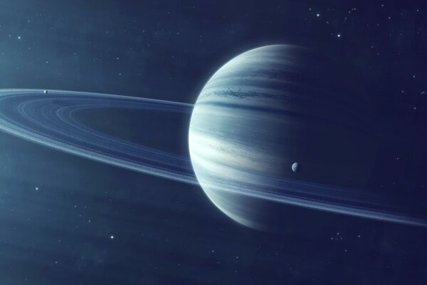 A fantastically beautiful planet somewhere in space with one ring