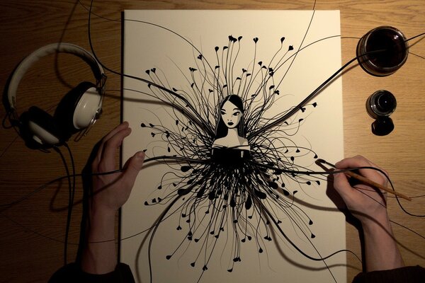 3 d drawing on the desktop